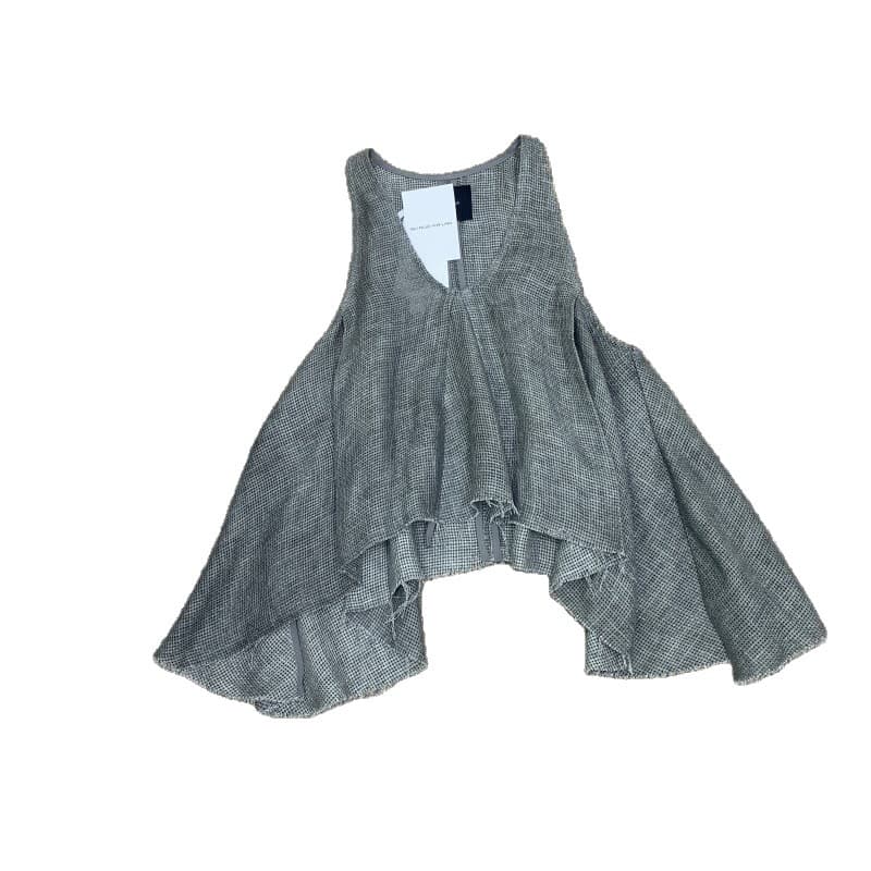 ベスト 麻素材フレアノースリーブベスト