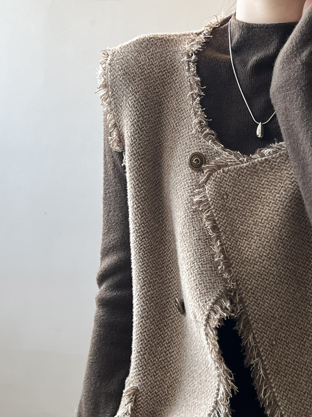 フリンジ装飾ラグジュアリーベスト