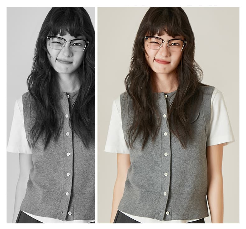 ベスト シンプル上質フロントボタンベスト