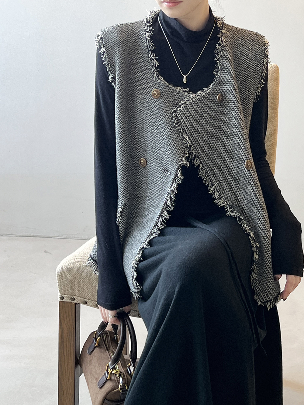 フリンジ装飾ラグジュアリーベスト