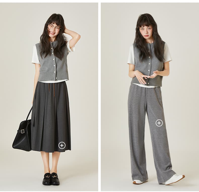 ベスト シンプル上質フロントボタンベスト