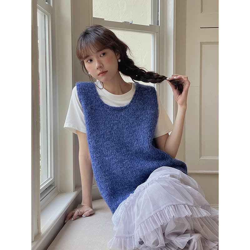 ベスト ふんわりモヘア風ベスト