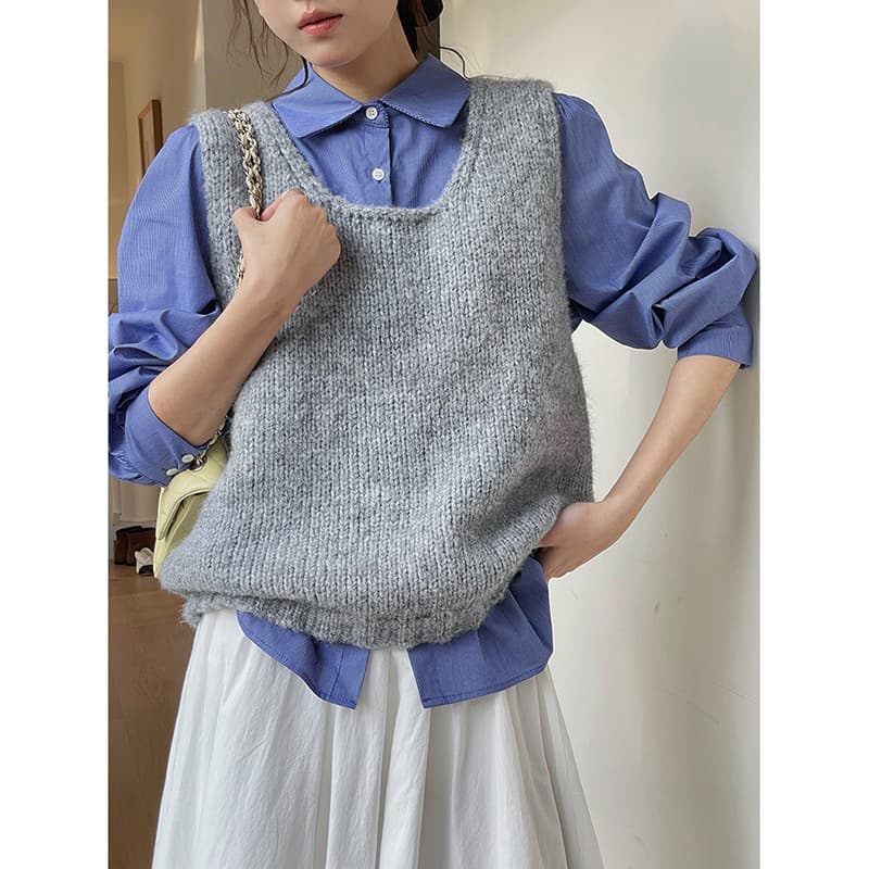 ベスト ふんわりモヘア風ベスト