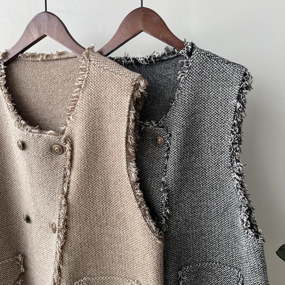 フリンジ装飾ラグジュアリーベスト