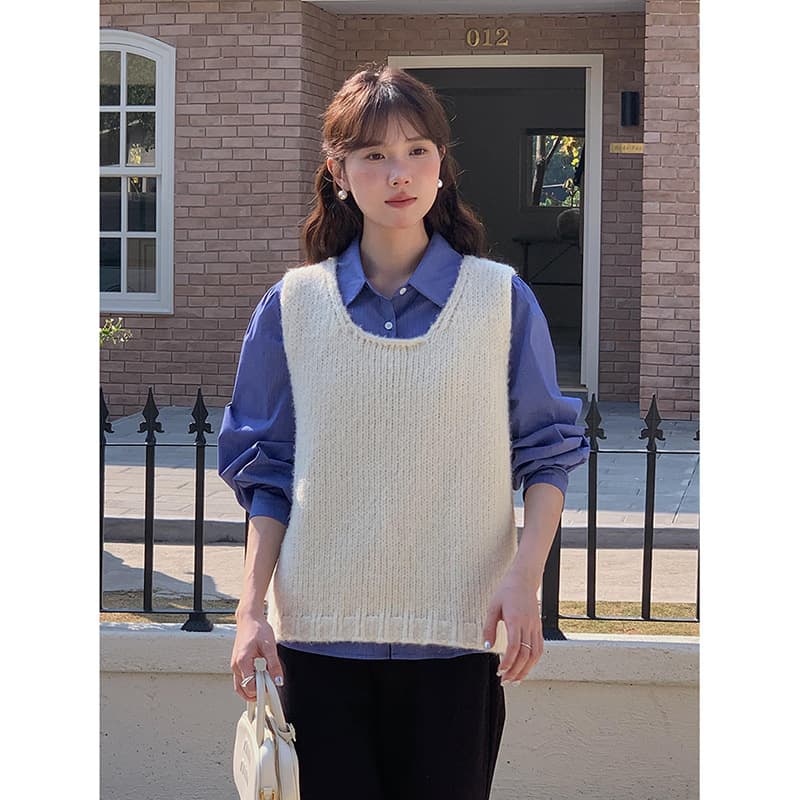 ベスト ふんわりモヘア風ベスト