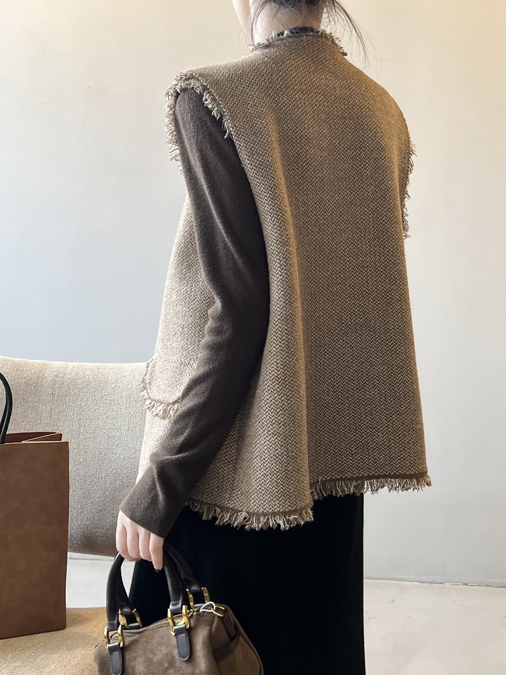 フリンジ装飾ラグジュアリーベスト