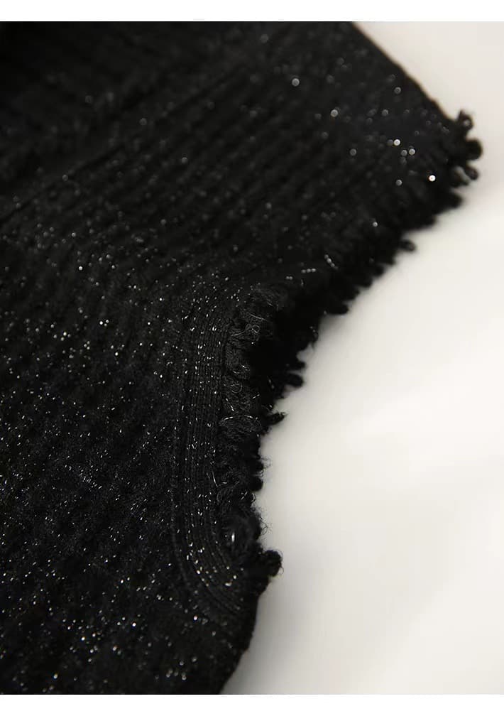 ベスト フリンジ装飾深Vネックニットベスト