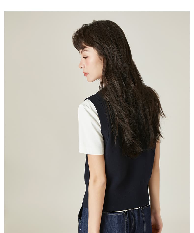 ベスト シンプル上質フロントボタンベスト