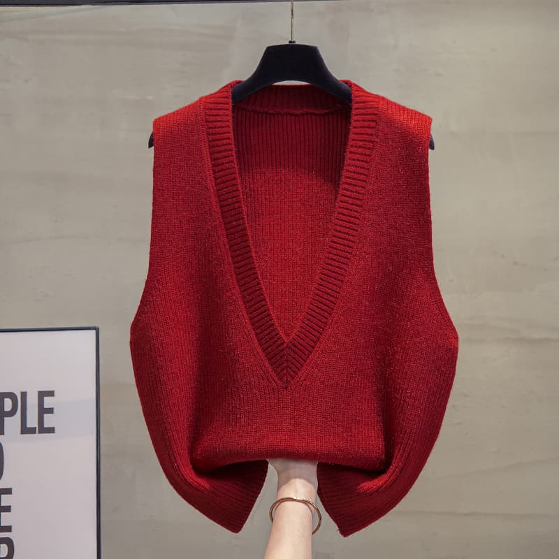 深みVネックサマーニットベスト