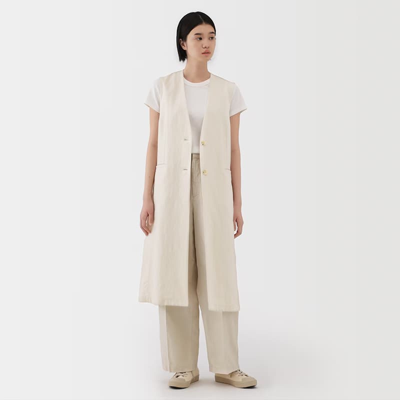 ベスト ロングシルエット重ね着ジレ