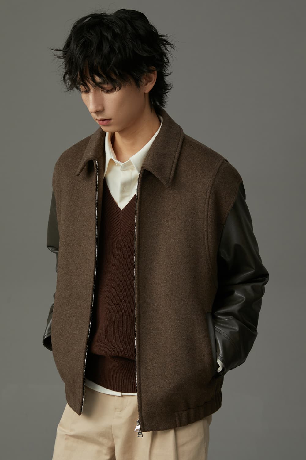 ベスト 学生風ベーシックニットベスト