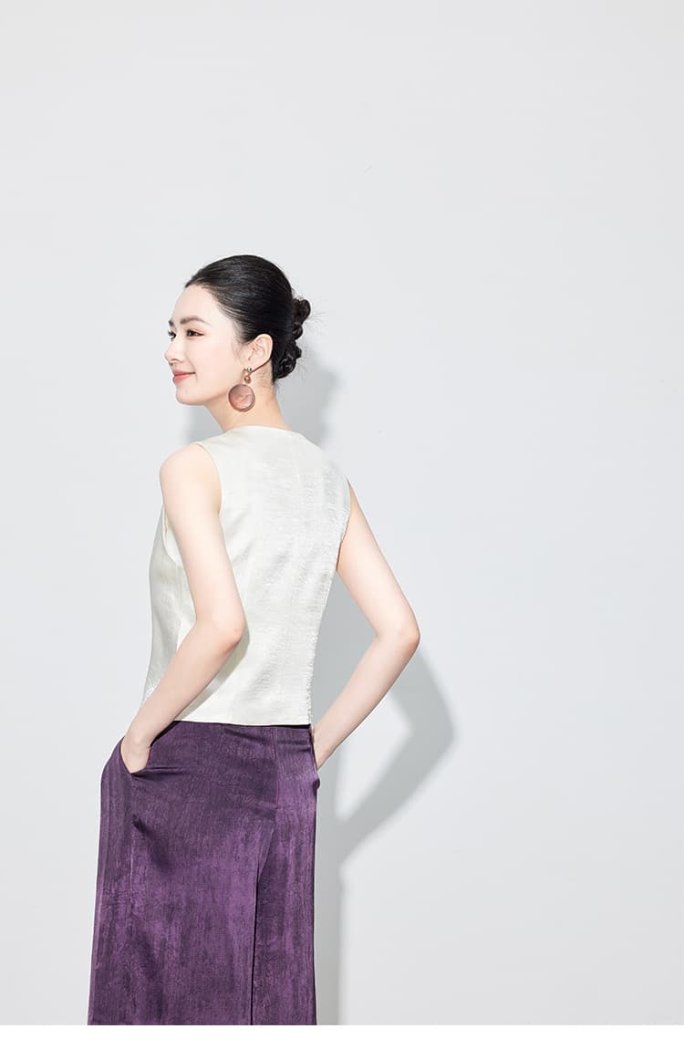 ベスト ベスト アシンメトリー麻混ジレ