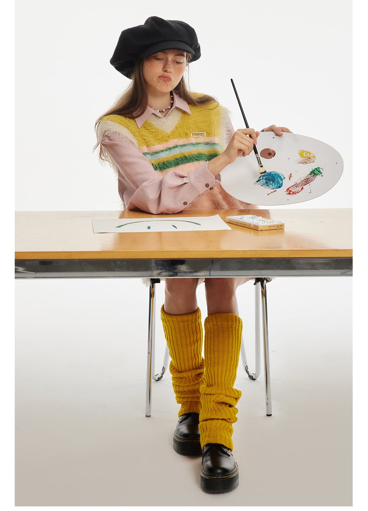 もこもこストライプ切替ファーベスト
