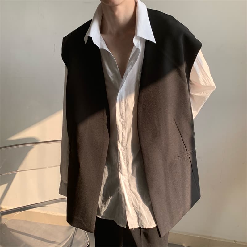 ベスト 洗練ノースリーブベルテッドジレ