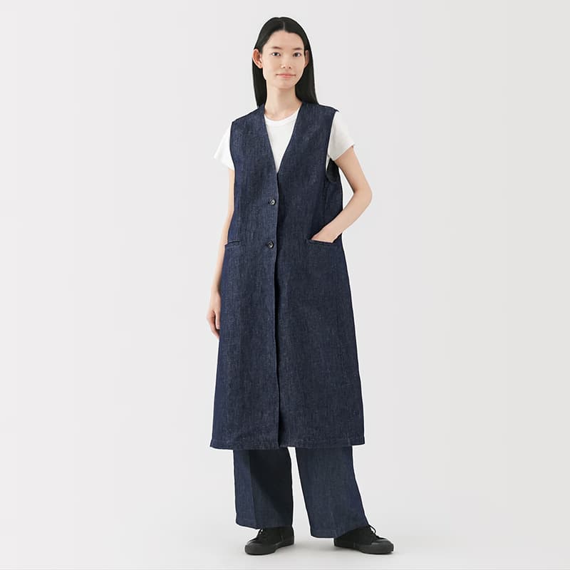 ベスト ロングシルエット重ね着ジレ