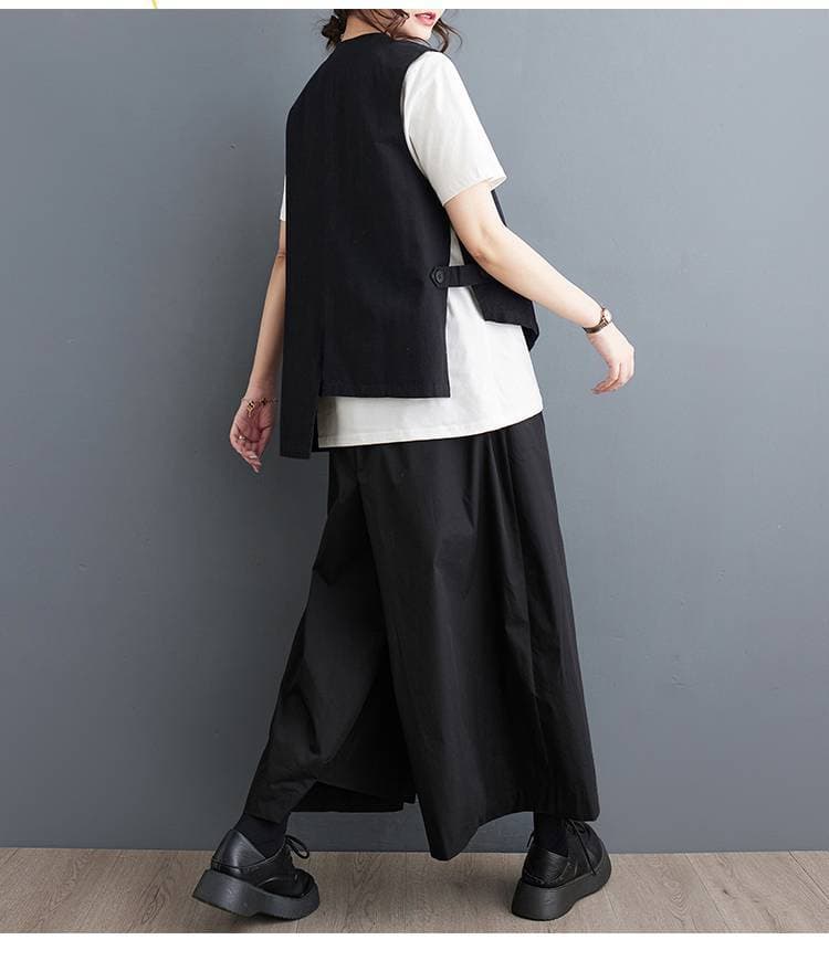 ベスト アシンメトリーデザイン一つボタンジレ