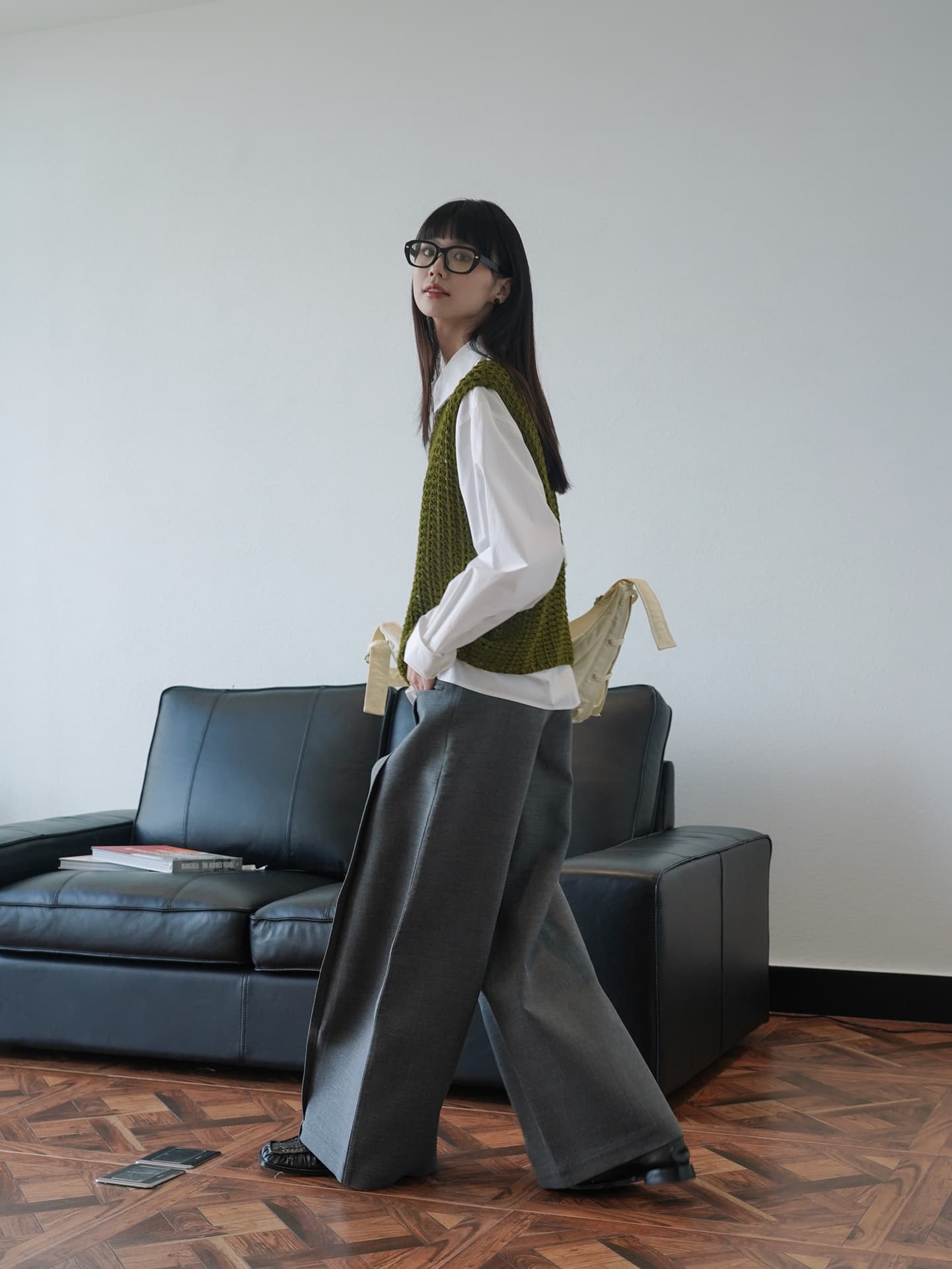 ベスト 透かし編みメッシュベスト