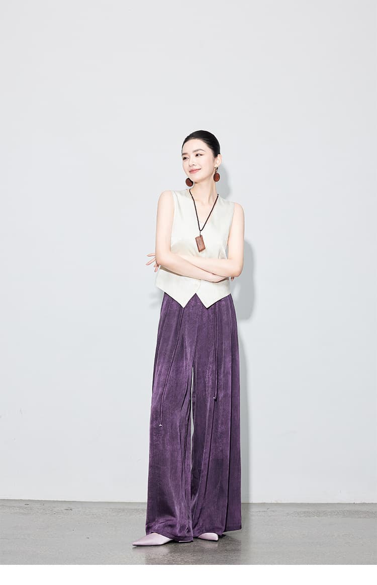 ベスト ベスト アシンメトリー麻混ジレ