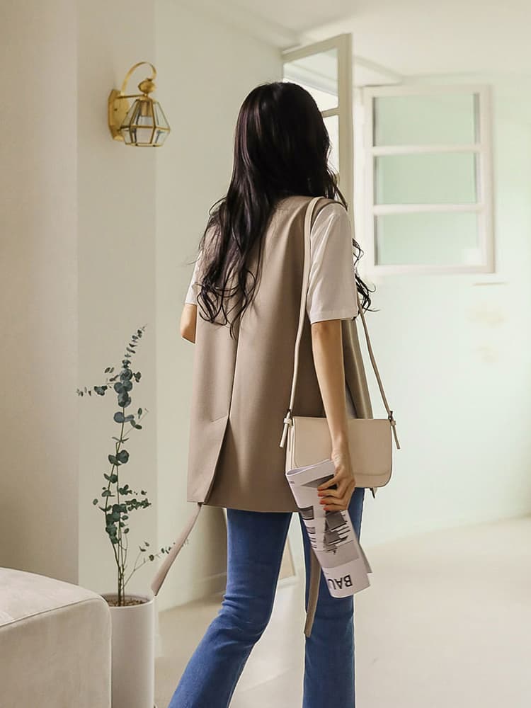 すっきりシルエット 上品ロングベスト
