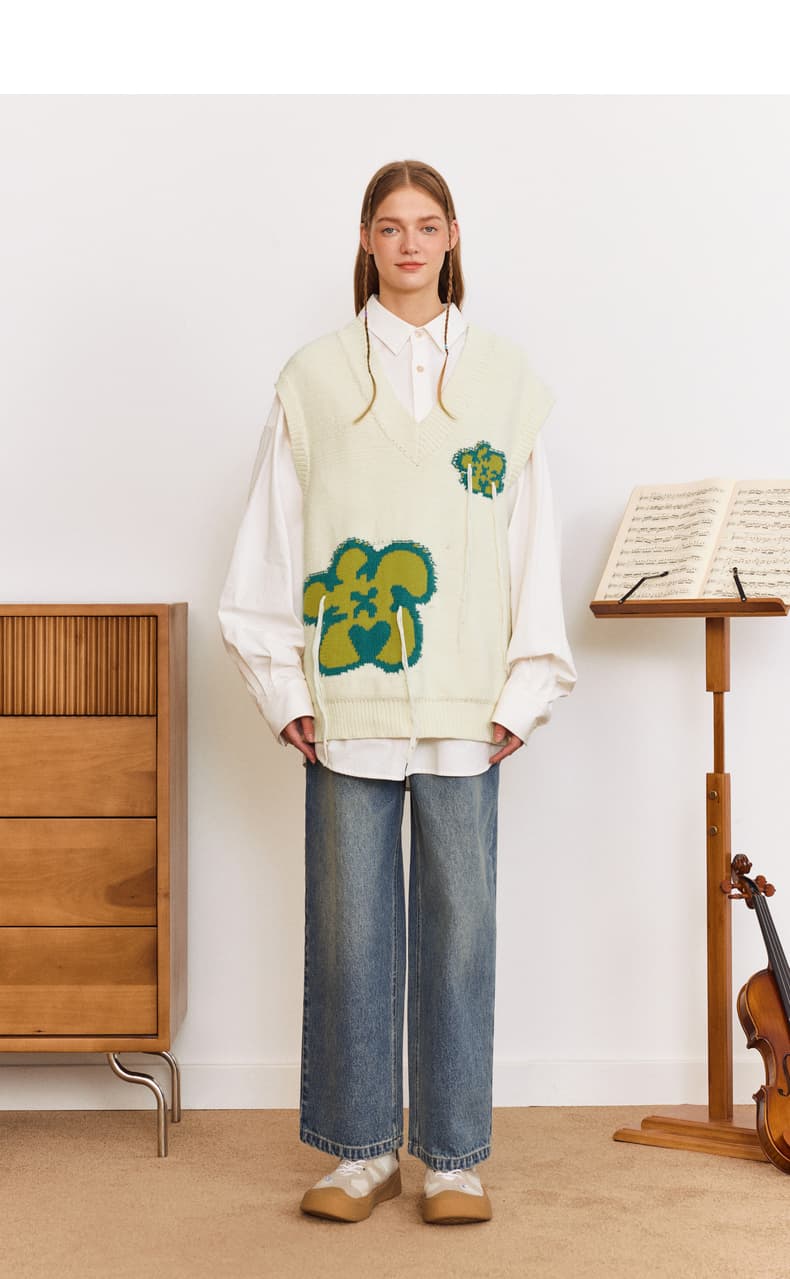 花柄デザインキャラクターベスト