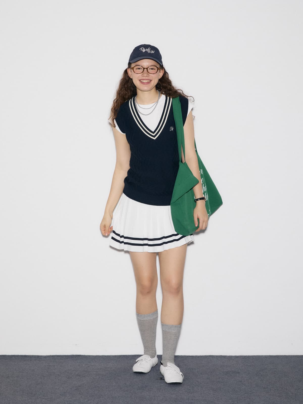 学院風リブ編みベスト