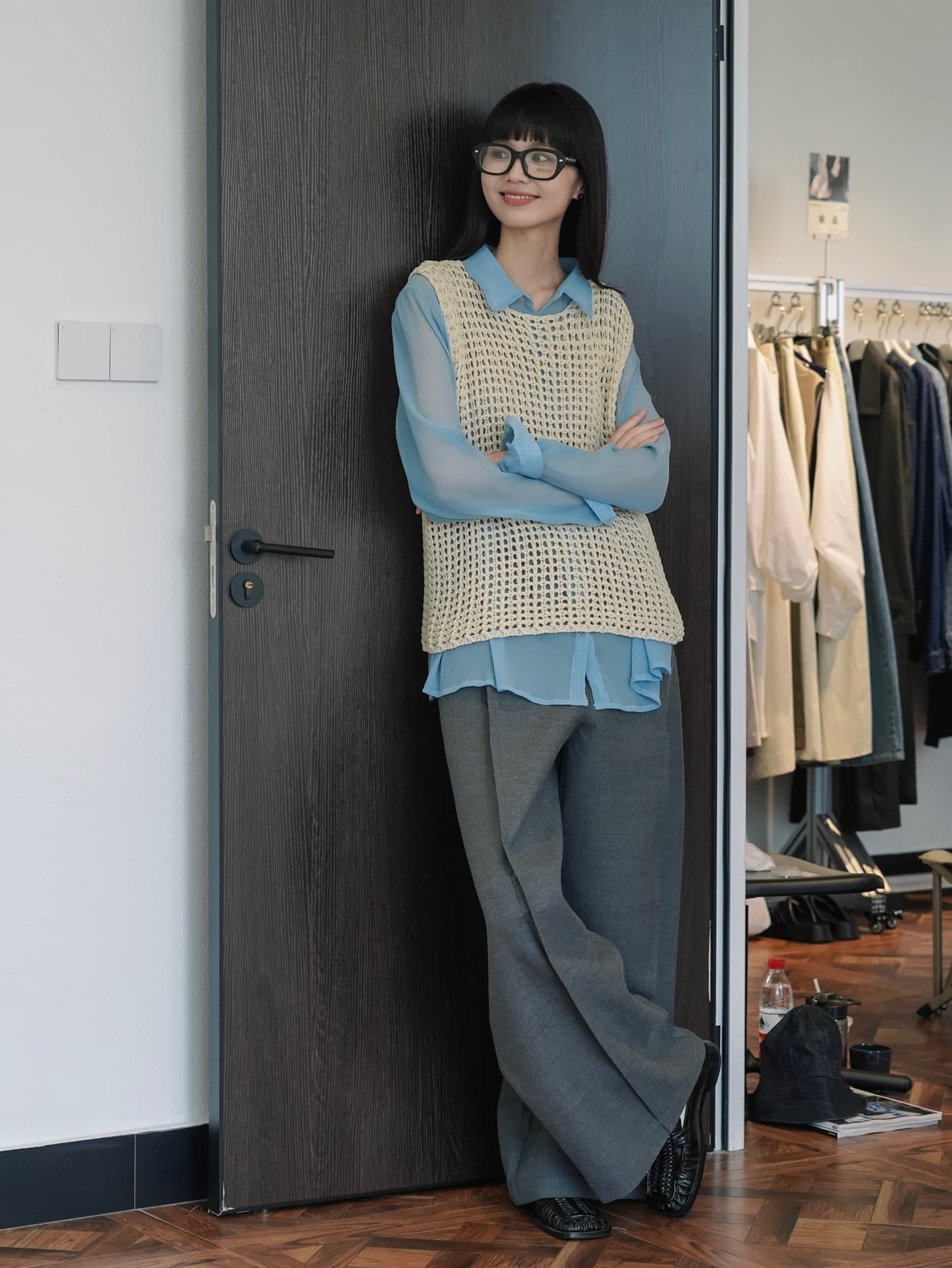 ベスト 透かし編みメッシュベスト