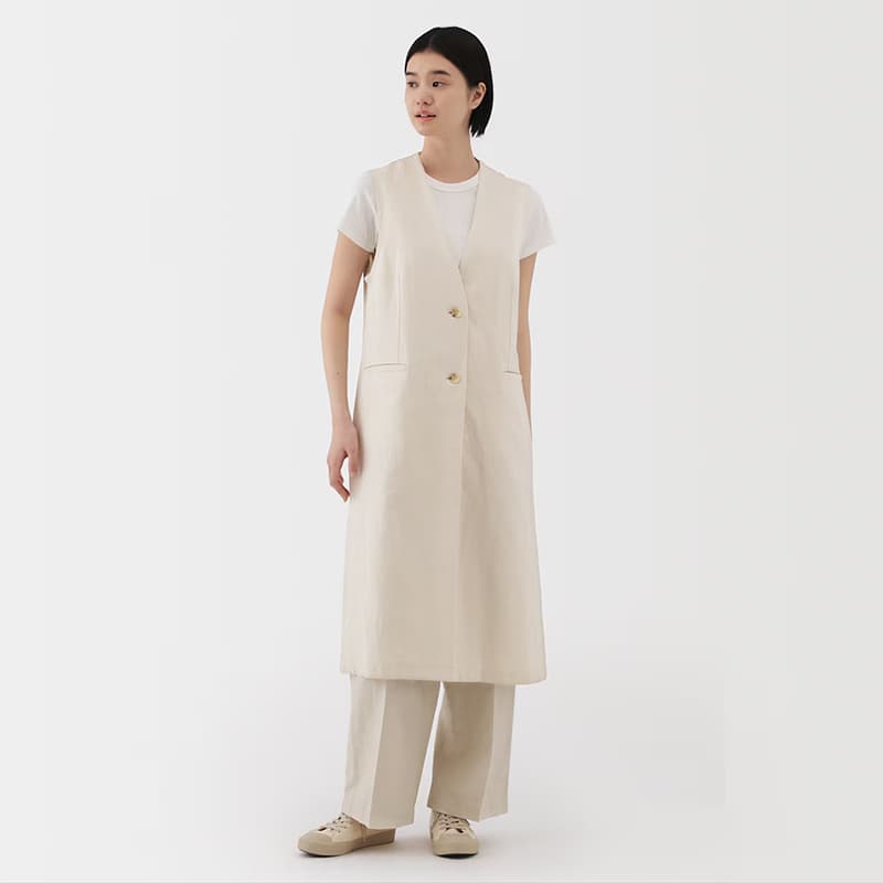 ベスト ロングシルエット重ね着ジレ