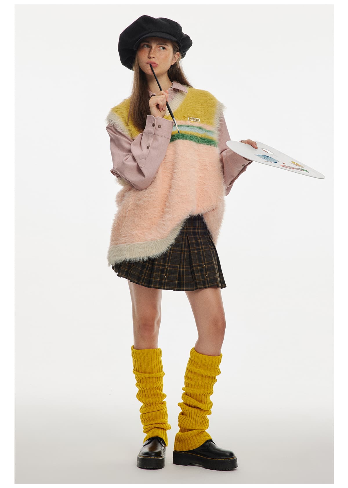 もこもこストライプ切替ファーベスト