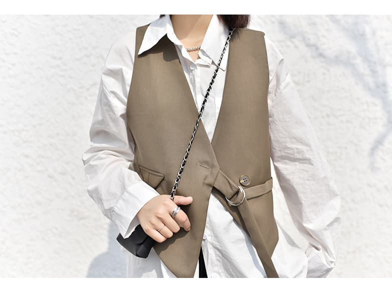ベスト シンプル洗練ベルトデザインジレ