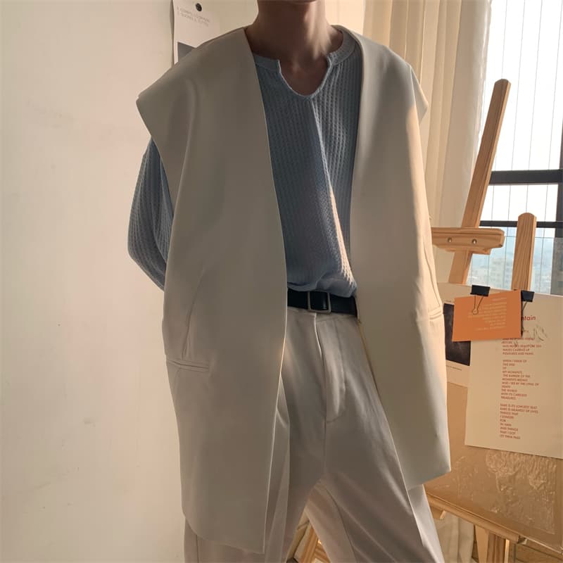 ベスト 洗練ノースリーブベルテッドジレ