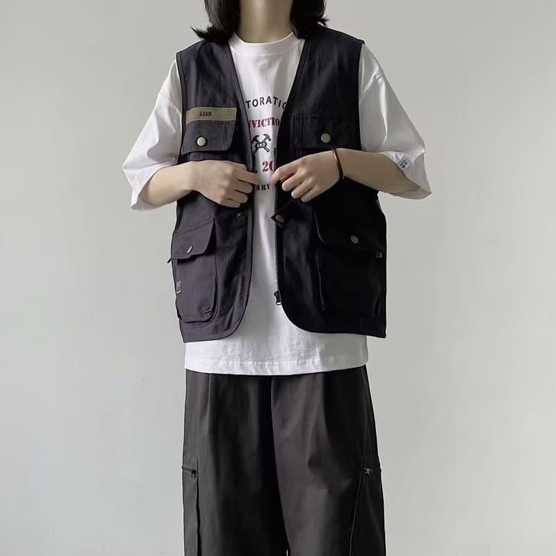 ベスト ベスト 多機能ポケット付き実用ジレ